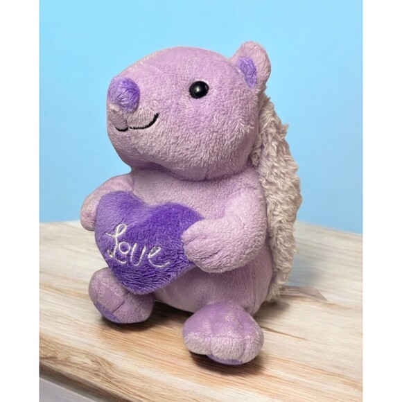 Animal Adventure Purple Hedgehog “Love” Heart Plush Stuffed Animal 6" - Picture 1 of 14